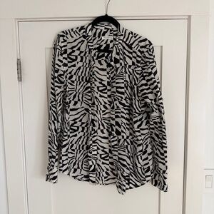 Equipment Silk Stylish Black and White Women's Blouse
